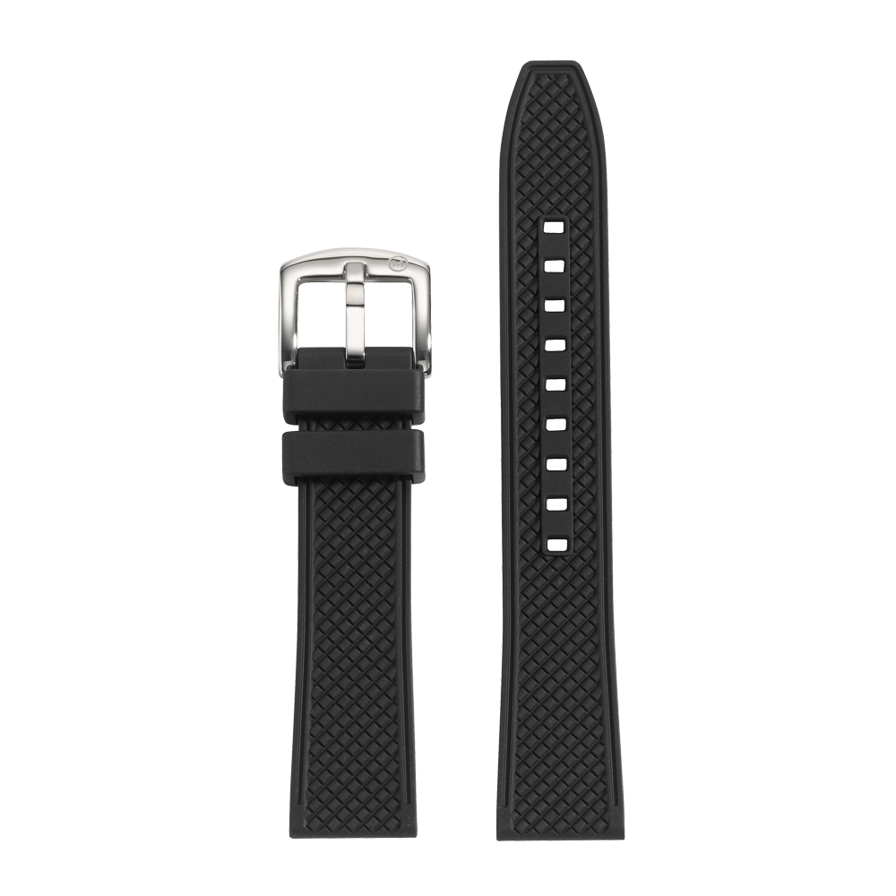 MiLTAT Chaffle Black FKM Rubber watch strap - watchesonline.com